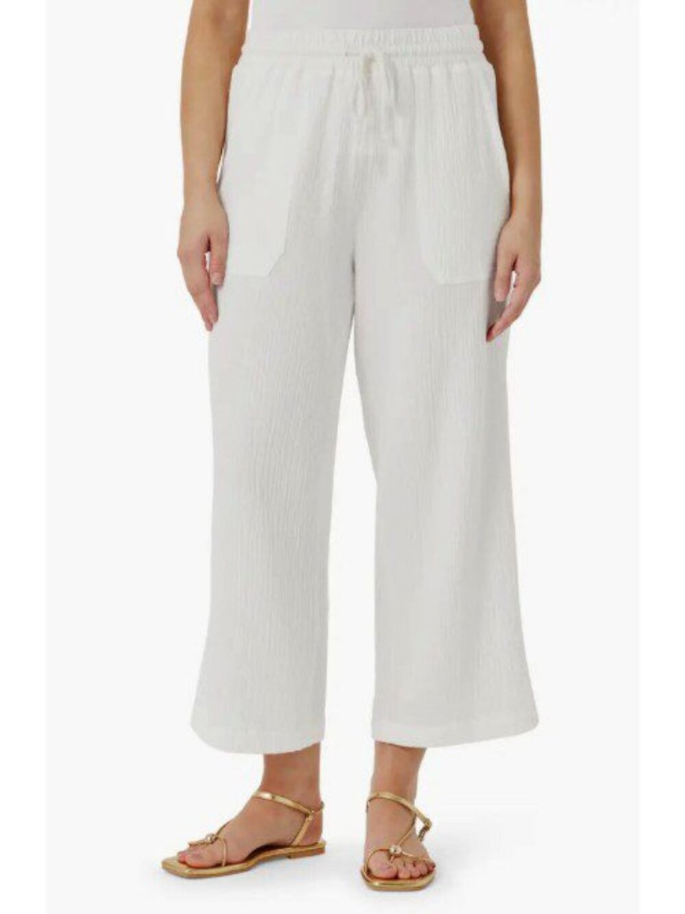 Splendid Womens Wide Leg Cotton Gauze Drawstring Pants Size M